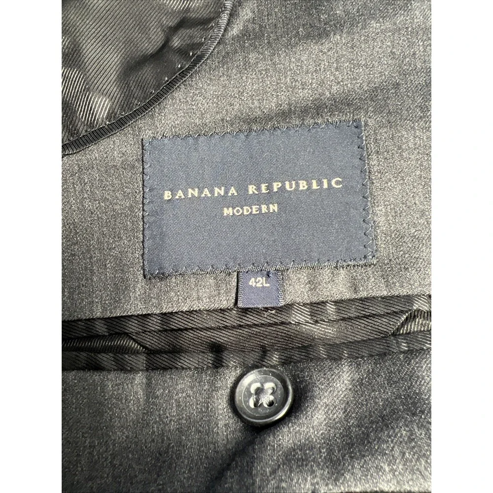 Banana Republic 42L‎ Modern Fit Sport Coat Wool Dark Gray Three Button Vented